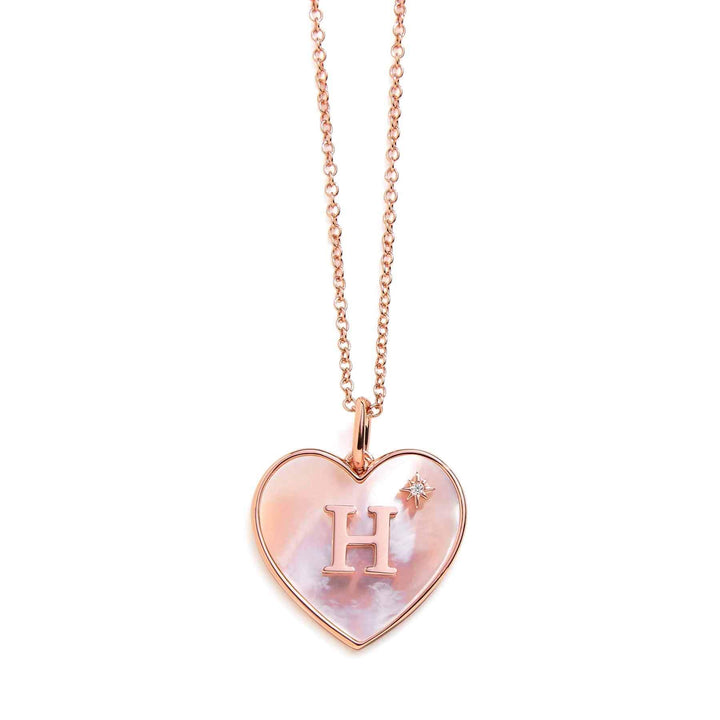 Heart Mother Of Pearl Initial Necklace