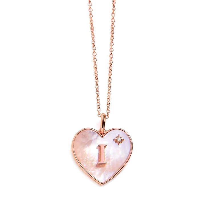 Heart Mother Of Pearl Initial Necklace