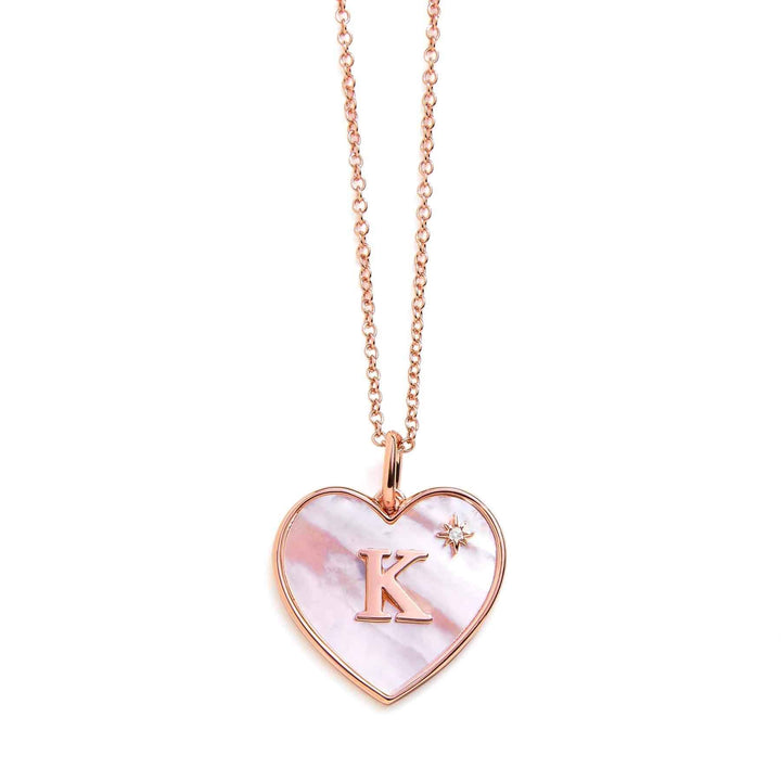 Heart Mother Of Pearl Initial Necklace