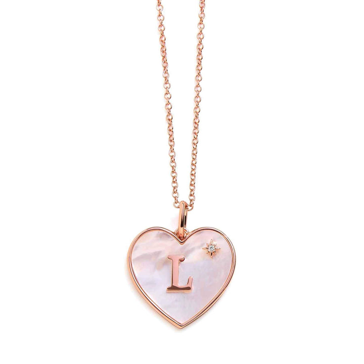 Heart Mother Of Pearl Initial Necklace