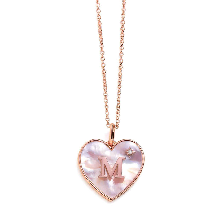 Heart Mother Of Pearl Initial Necklace