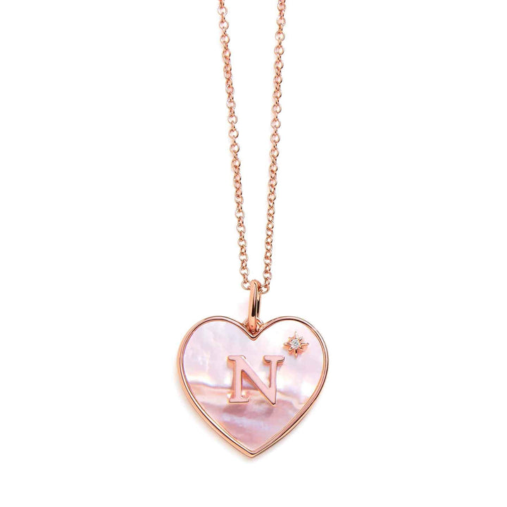 Heart Mother Of Pearl Initial Necklace