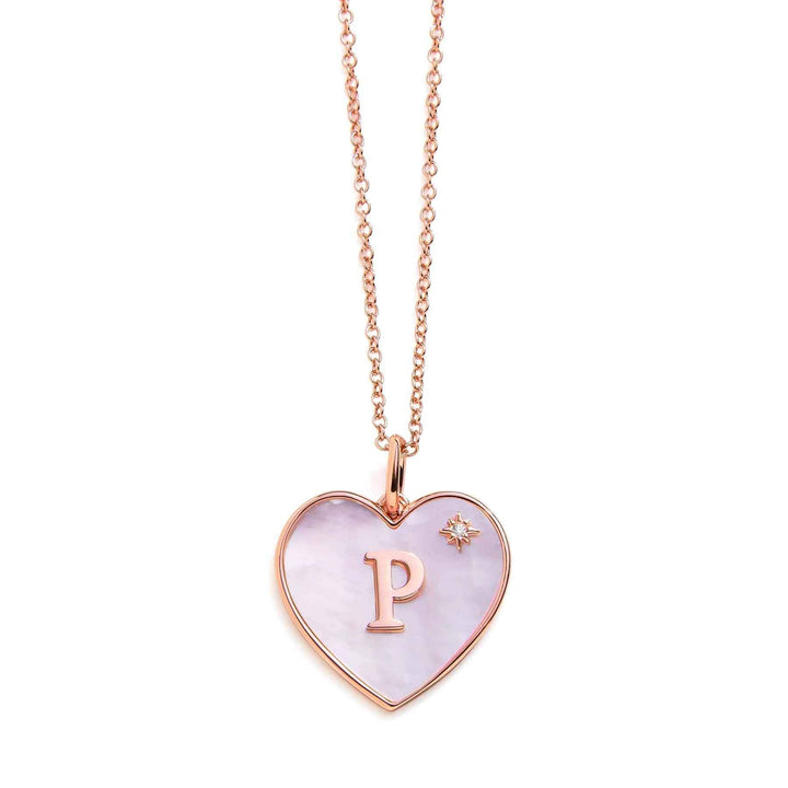 Heart Mother Of Pearl Initial Necklace