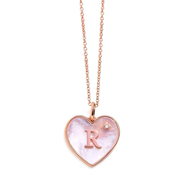 Heart Mother Of Pearl Initial Necklace