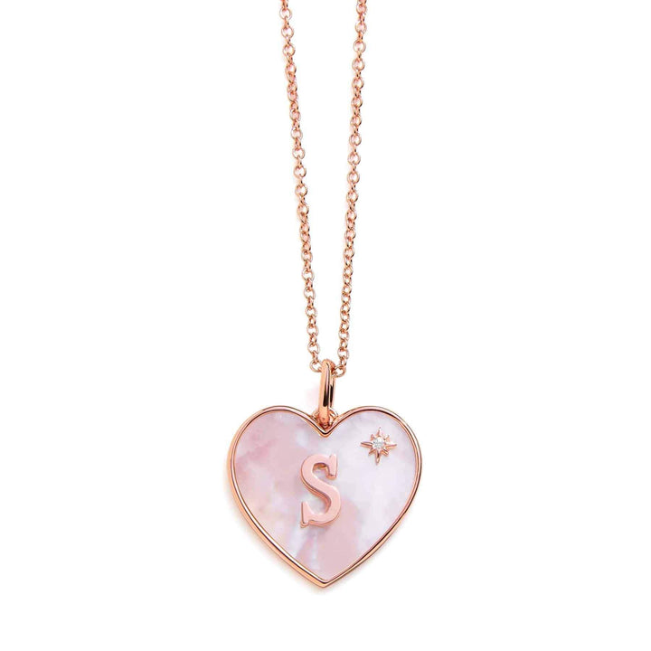 Heart Mother Of Pearl Initial Necklace