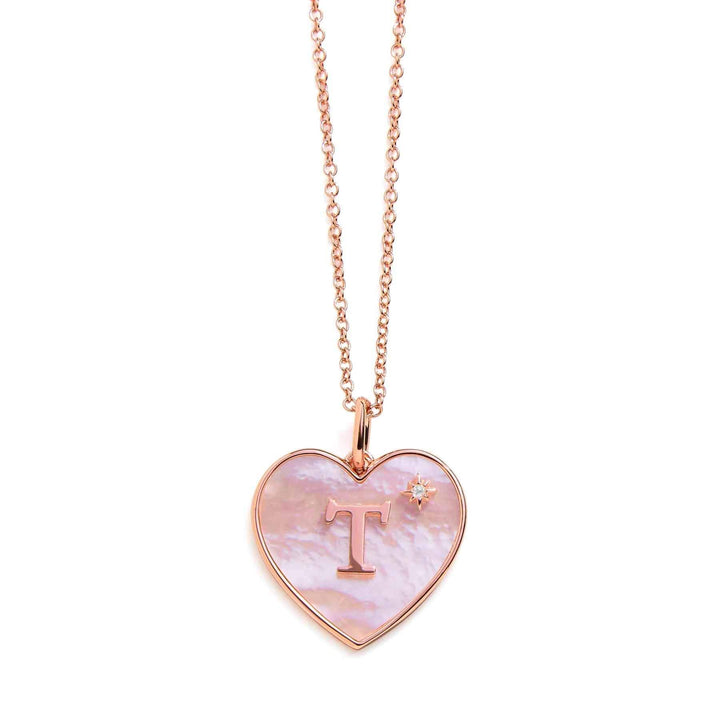 Heart Mother Of Pearl Initial Necklace