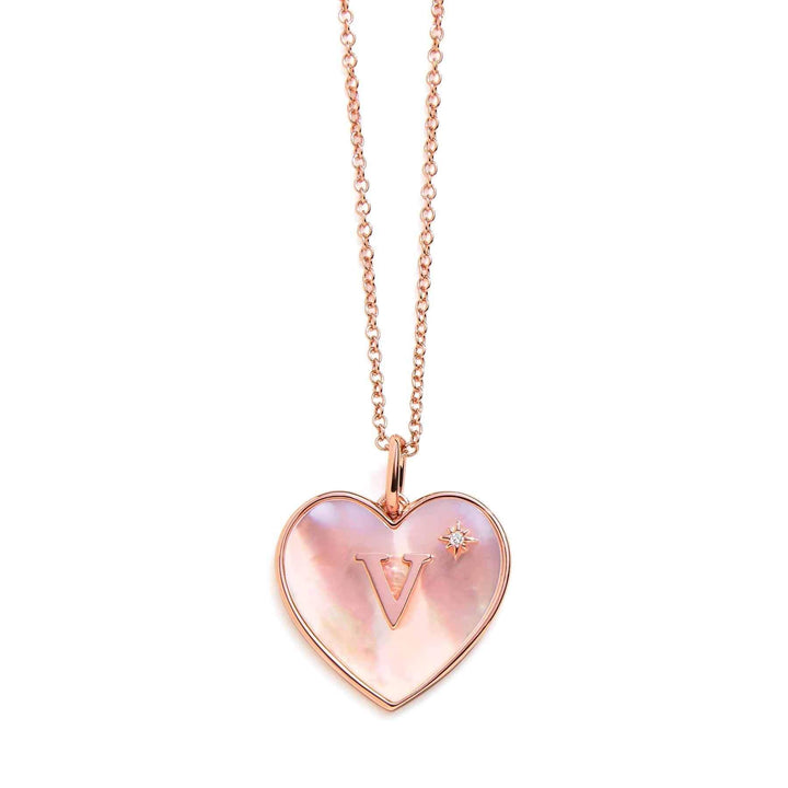 Heart Mother Of Pearl Initial Necklace