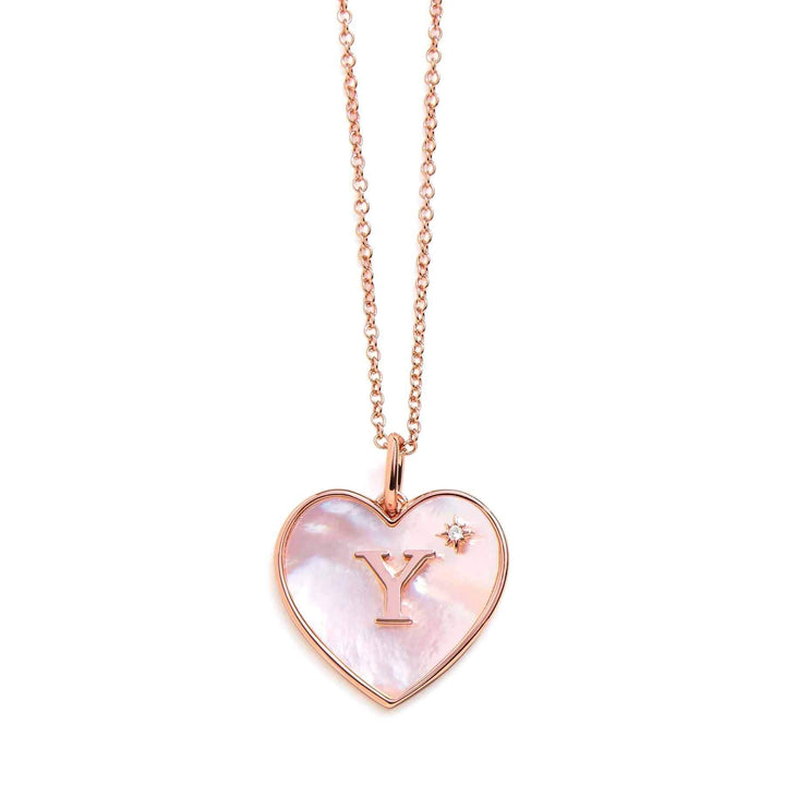 Heart Mother Of Pearl Initial Necklace