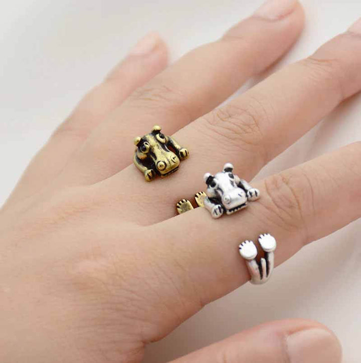 Stylish Hippo Wrap Ring for Animal Lovers - Wearing Felicity Hippo-Wrap-Ring-01