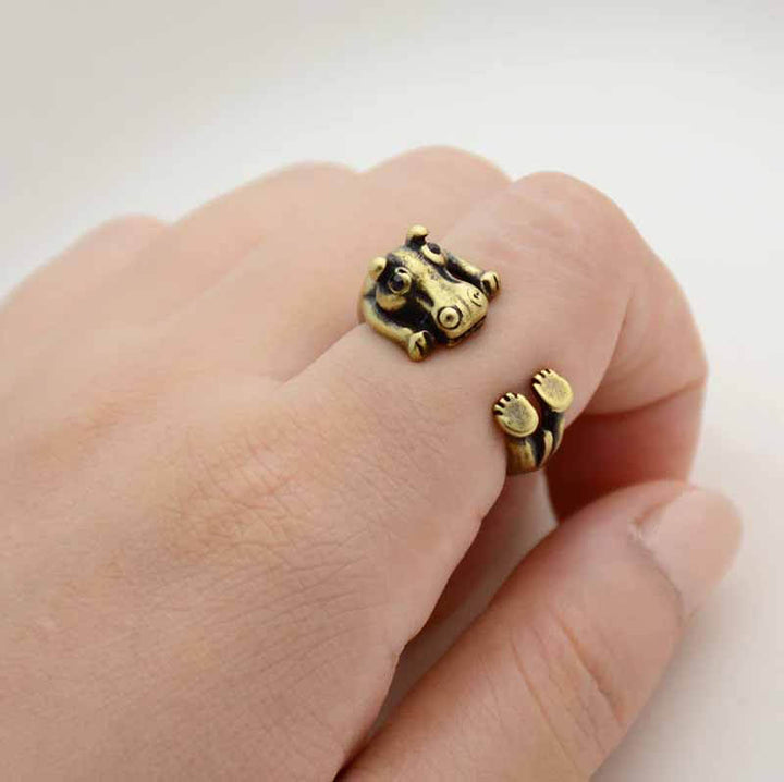 Stylish Hippo Wrap Ring for Animal Lovers - Wearing Felicity Hippo-Wrap-Ring-Gold