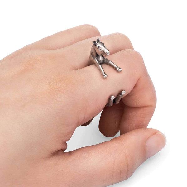 Stylish Horse Wrap Ring for Animal Lovers - Wearing Felicity Horse-Wrap-Ring