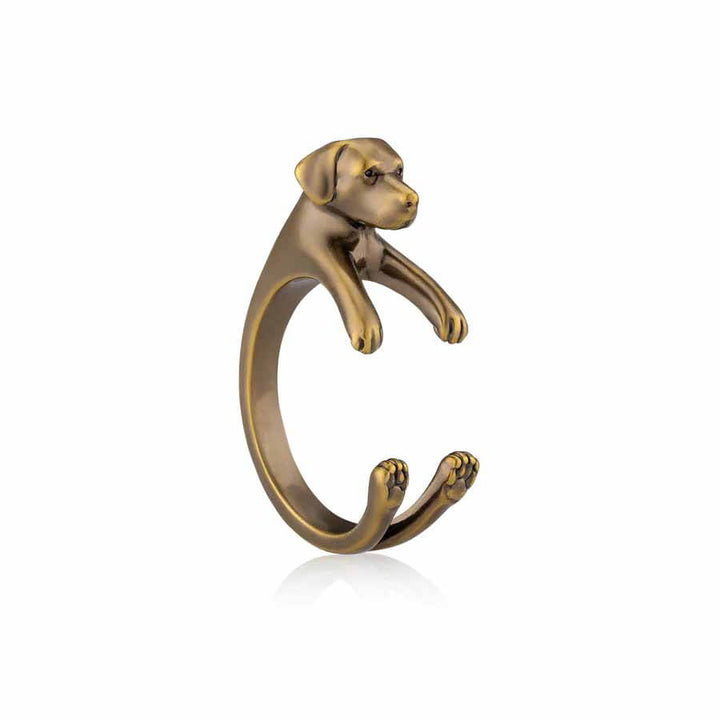 Stylish Labrador Retriever Wrap Ring for Dog Lovers - Wearing Felicity Labrador-Retriever-Wrap-Ring-Gold