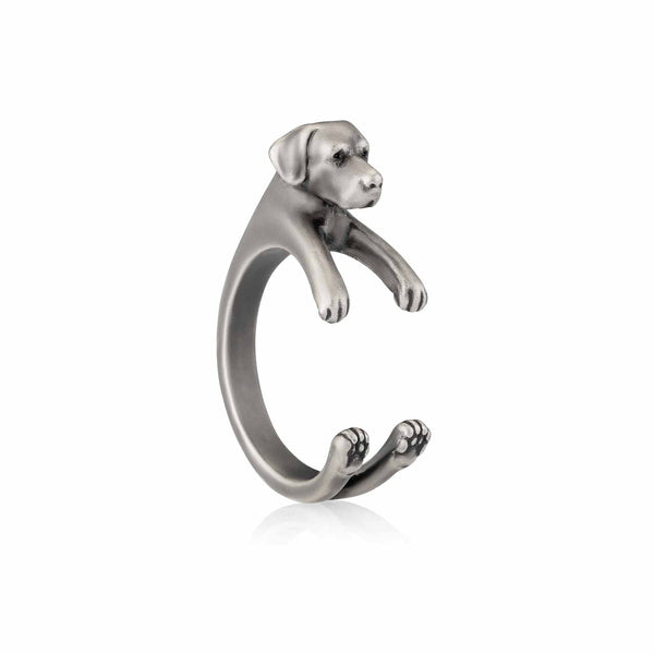 Stylish Labrador Retriever Wrap Ring for Dog Lovers - Wearing Felicity Labrador-Retriever-Wrap-Ring-Silver