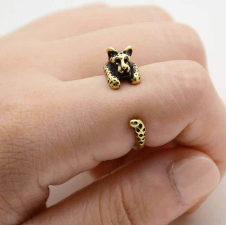 Stylish Leopard Wrap Ring for Animal Lovers - Wearing Felicity Leopard-Wrap-Ring-Gold