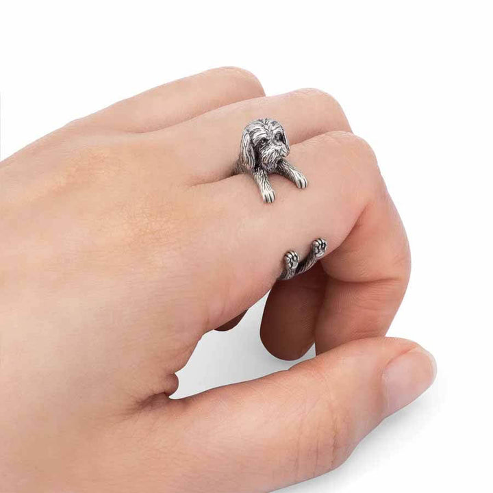 Stylish Maltese Wrap Ring for Dog Lovers - Wearing Felicity Maltese-Wrap-Ring-02