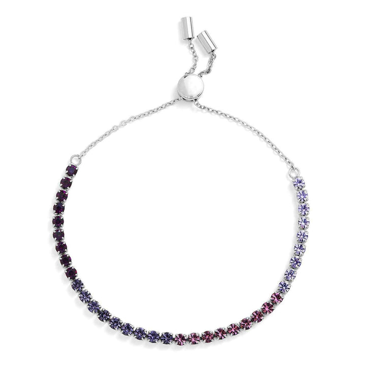 Vibrant Meaningful Colors Tennis Bracelet for Style - Wearing Felicity Meaningful-Colors-Tennis-Bracelet-Purple-Gradient