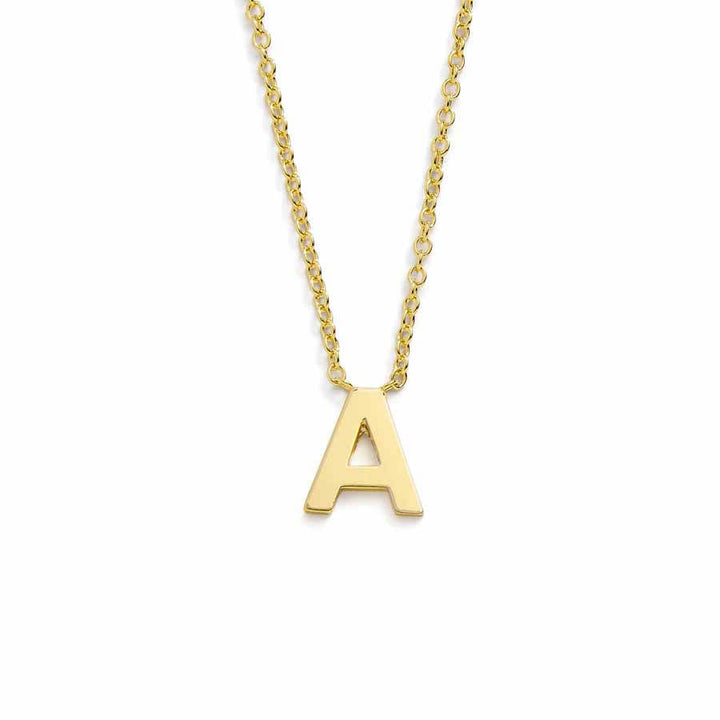 Chic Mini Initial Necklace for Everyday Elegance - Wearing Felicity Mini-Initial-Necklace-Gold-A