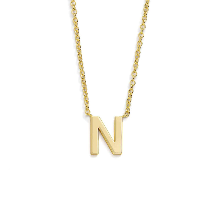 Chic Mini Initial Necklace for Everyday Elegance - Wearing Felicity Mini-Initial-Necklace-Gold-N