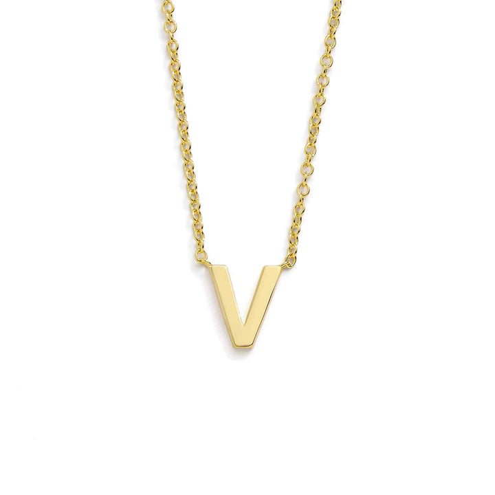 Chic Mini Initial Necklace for Everyday Elegance - Wearing Felicity Mini-Initial-Necklace-Gold-V