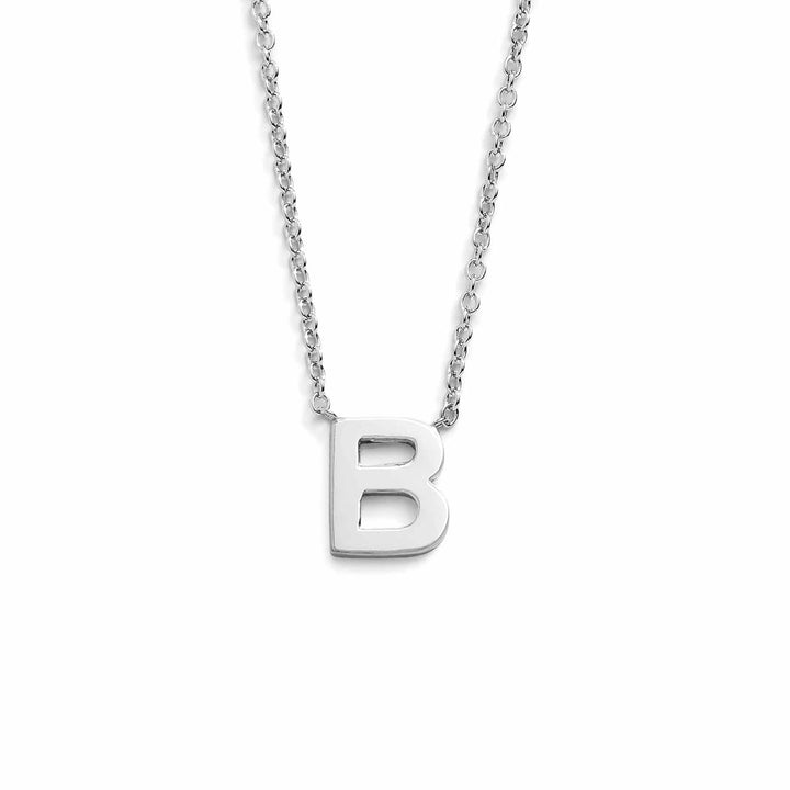 Chic Mini Initial Necklace for Everyday Elegance - Wearing Felicity Mini-Initial-Necklace-Silver-B