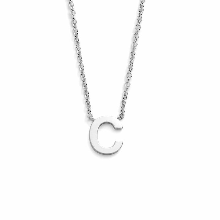 Chic Mini Initial Necklace for Everyday Elegance - Wearing Felicity Mini-Initial-Necklace-Silver-C