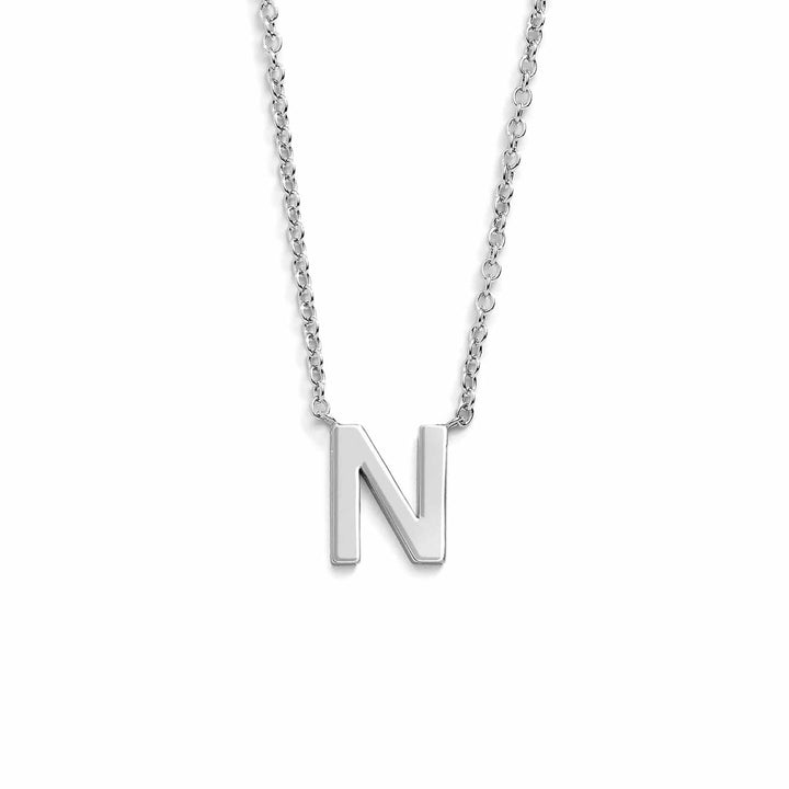 Chic Mini Initial Necklace for Everyday Elegance - Wearing Felicity Mini-Initial-Necklace-Silver-N