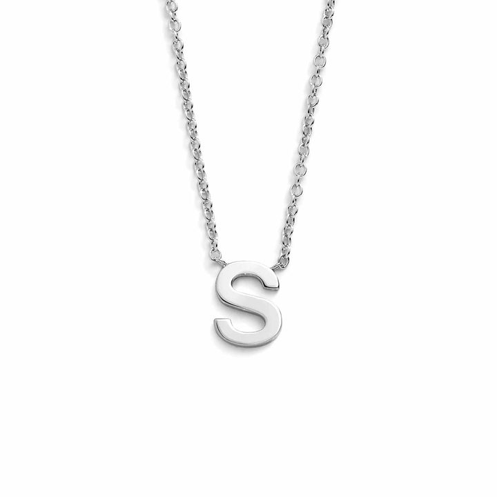 Chic Mini Initial Necklace for Everyday Elegance - Wearing Felicity Mini-Initial-Necklace-Silver-S