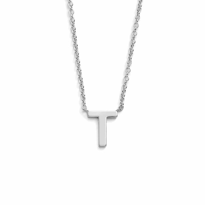 Chic Mini Initial Necklace for Everyday Elegance - Wearing Felicity Mini-Initial-Necklace-Silver-T