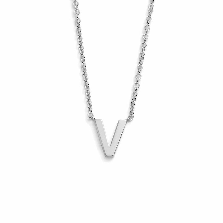 Chic Mini Initial Necklace for Everyday Elegance - Wearing Felicity Mini-Initial-Necklace-Silver-V