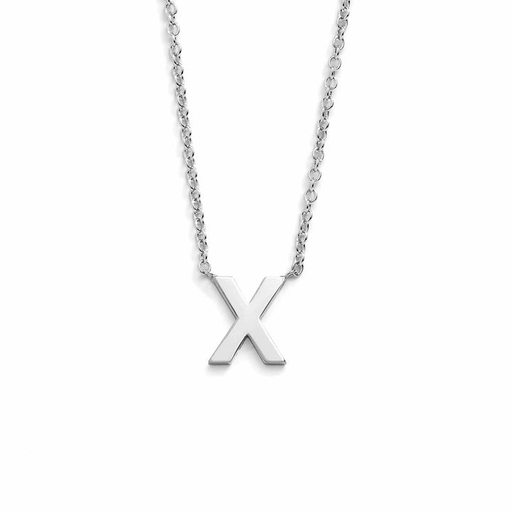 Chic Mini Initial Necklace for Everyday Elegance - Wearing Felicity Mini-Initial-Necklace-Silver-X