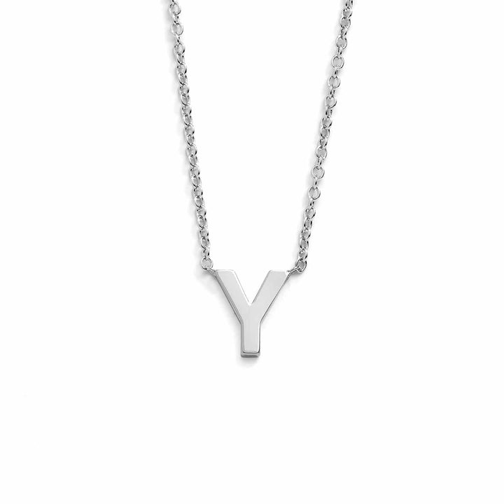 Chic Mini Initial Necklace for Everyday Elegance - Wearing Felicity Mini-Initial-Necklace-Silver-Y