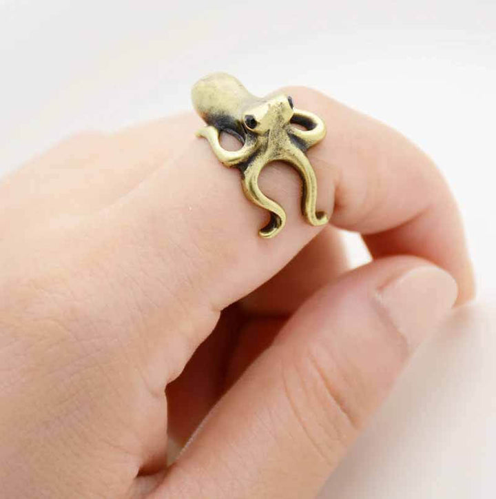 Stylish Octopus Wrap Ring - Wearing Felicity Octopus-Wrap-Ring-Gold