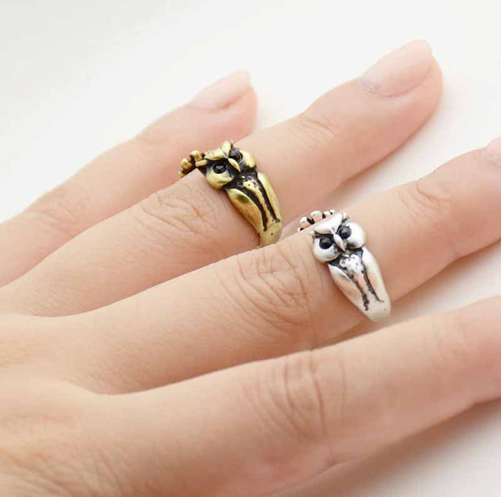 Owl Wrap Ring Charming Adjustable Jewelry - Wearing Felicity Owl-Wrap-Ring-01