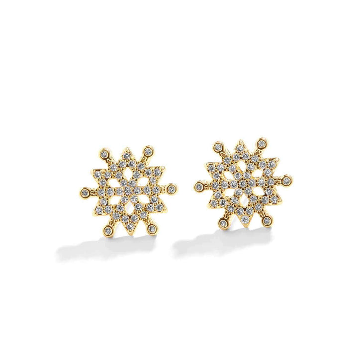 Elegant Pavé Snowflake Earrings for Every Occasion - Wearing Felicity Pave-Snowflake-Earrings-Gold