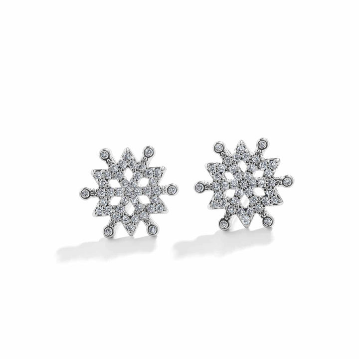 Elegant Pavé Snowflake Earrings for Every Occasion - Wearing Felicity Pave-Snowflake-Earrings-Silver