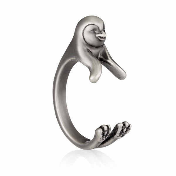 Charming Penguin Wrap Ring for Animal Lovers - Wearing Felicity Penguin-Wrap-Ring-01