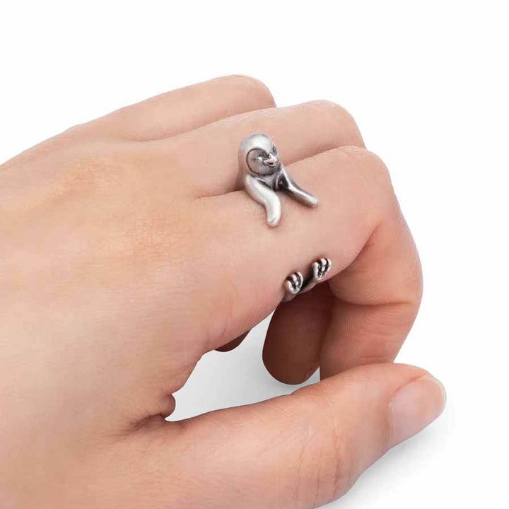 Charming Penguin Wrap Ring for Animal Lovers - Wearing Felicity Penguin-Wrap-Ring-02