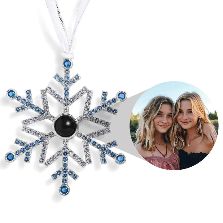 Custom Blue Ombré Snowflake Photo Ornament Gift - Wearing Felicity Personalized-Blue-Ombre-Snowflake-Photo-Ornament-01