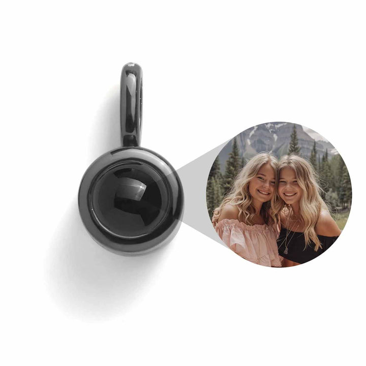 Customizable Circle Photo Charm for Unique Jewelry - Wearing Felicity Personalized-Circle-Photo-Charm-Black