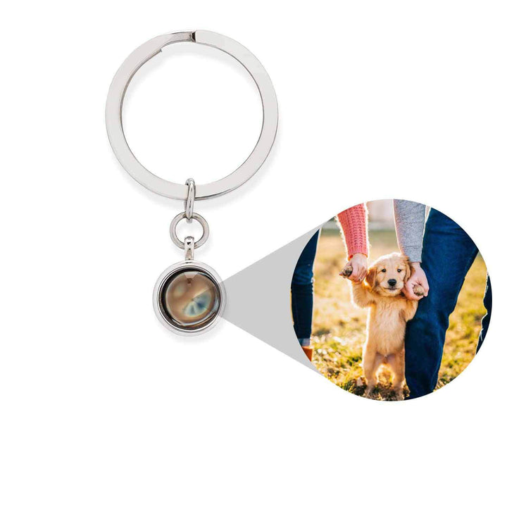 Personalized Circle Photo Keychain - Custom Gift Idea - Wearing Felicity Personalized-Circle-Photo-Keychain-Large-Silver