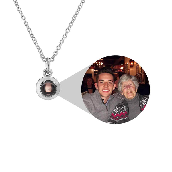 Customizable Circle Photo Necklace for Personalized Gifts - Wearing Felicity Personalized-Circle-Photo-Necklace