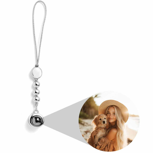 Custom Circle Photo Phone Charm - Stylish Keepsake - Wearing Felicity Personalized-Circle-Photo-Phone-Charm-Silver