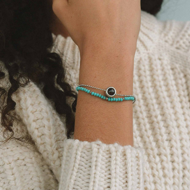 Customizable Crystal Bracelets for Unique Style - Wearing Felicity Personalized-Crystal-Bracelet-Turquoise-1