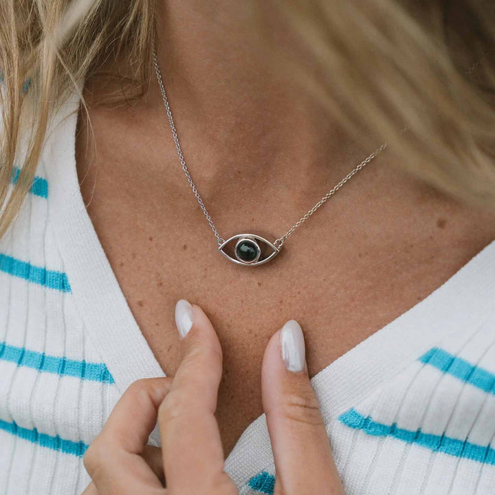 Customizable Evil Eye Necklace for Personal Protection - Wearing Felicity Personalized-Evil-Eye-Necklace-01