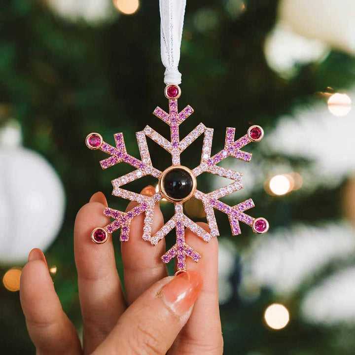 Personalized Pink Ombré Snowflake Ornament Gift - Wearing Felicity Personalized-Pink-Ombre-Snowflake-Photo-Ornament-02