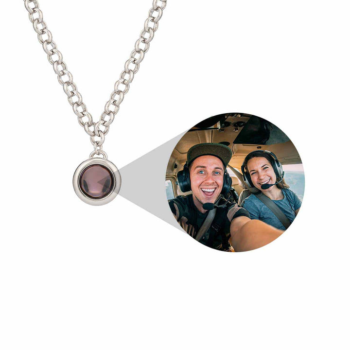 Custom Rolo Chain Photo Necklace - Perfect Gift - Wearing Felicity Personalized-Rolo-Chain-Photo-Necklace-Silver