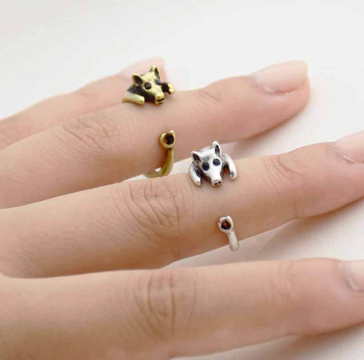 Buy Stylish Pig Wrap Rings for Animal Lovers - Wearing Felicity Pig-Wrap-Ring-01