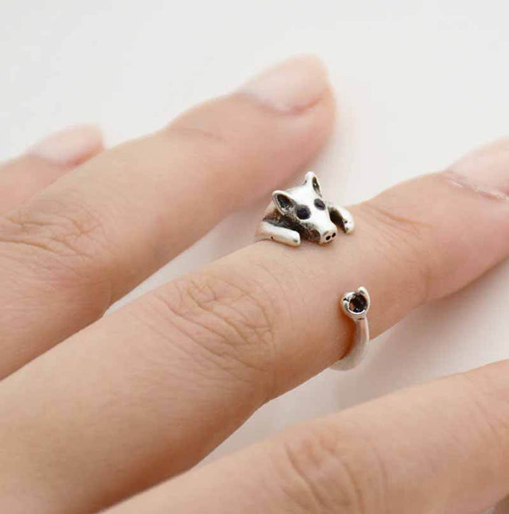 Buy Stylish Pig Wrap Rings for Animal Lovers - Wearing Felicity Pig-Wrap-Ring-Silver