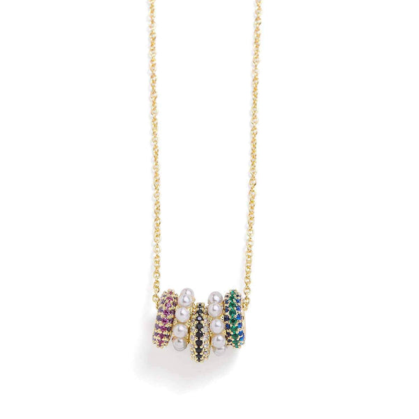 Sparkling Rondelle Trio Necklace - Elegant Glamour - Wearing Felicity Rondelle-Trio-Necklace-Gold