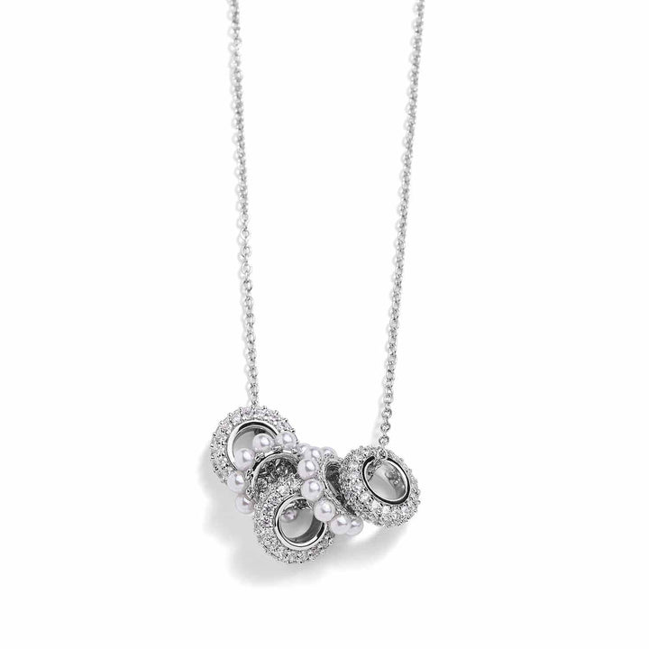 Sparkling Rondelle Trio Necklace - Elegant Glamour - Wearing Felicity Rondelle-Trio-Necklace-Silver-01